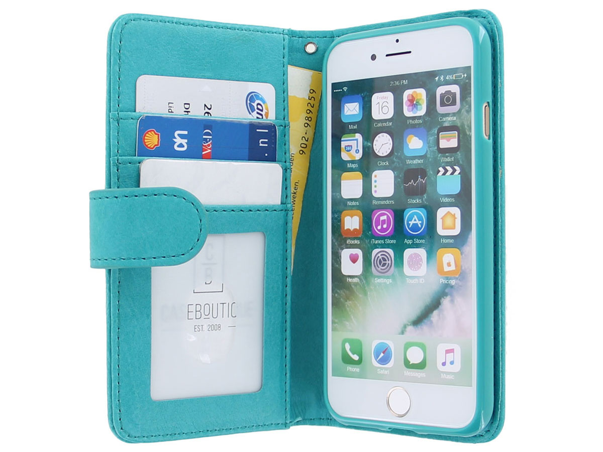 Glitsie Zip Case met Rits Turquoise - iPhone SE / 8 / 7 hoesje