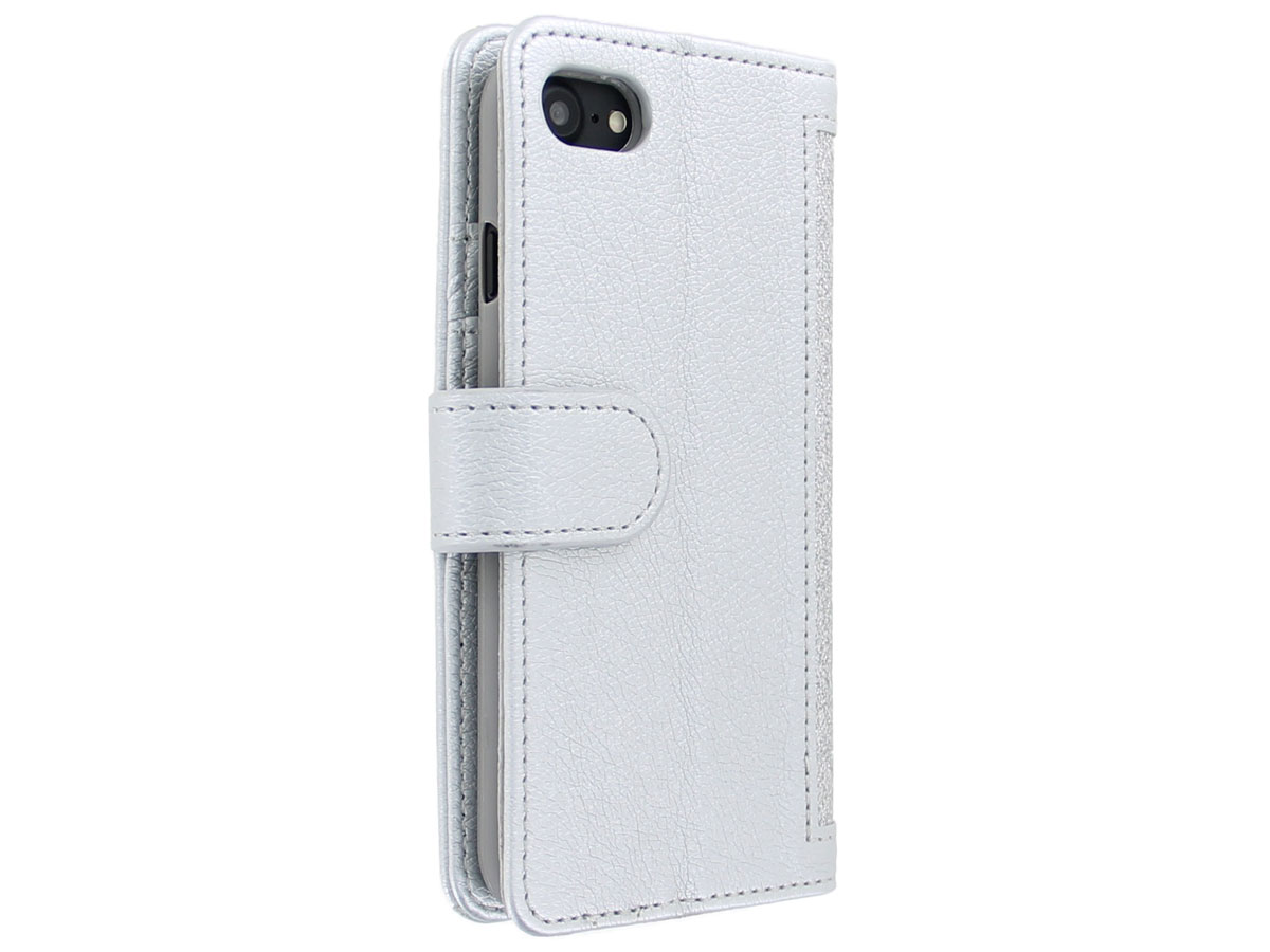Glitsie Zip Case met Rits Zilver - iPhone SE / 8 / 7 hoesje