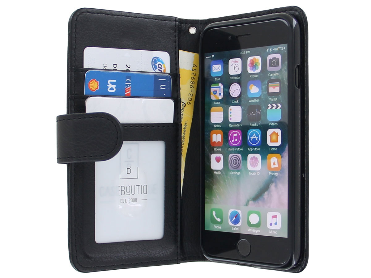 Glitsie Zip Case met Rits Zwart - iPhone SE / 8 / 7 hoesje