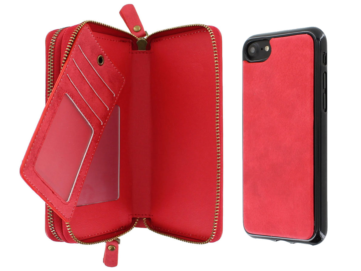 Smartphone Wallet met Magnetic iPhone SE / 8 / 7 hoesje Rood