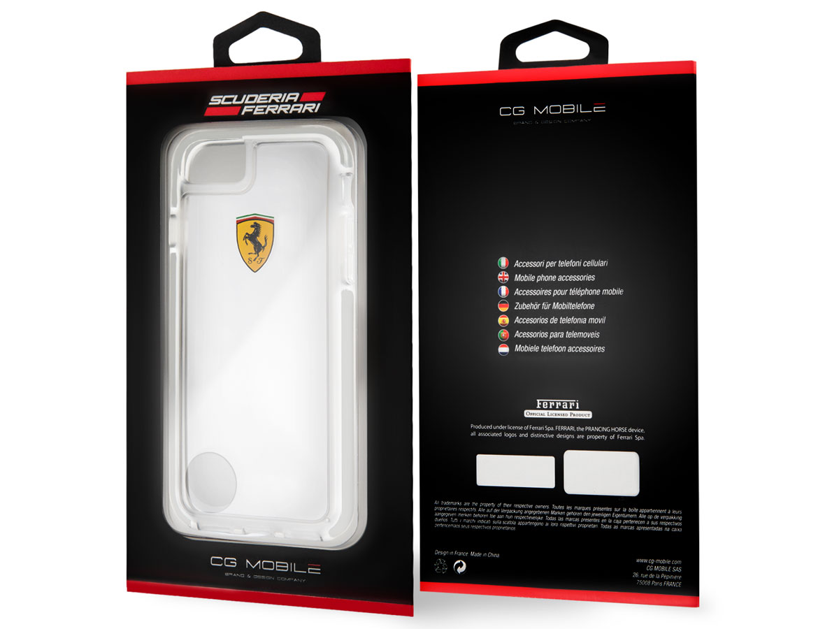Ferrari Shockproof Case Clear - iPhone SE / 8 / 7 hoesje