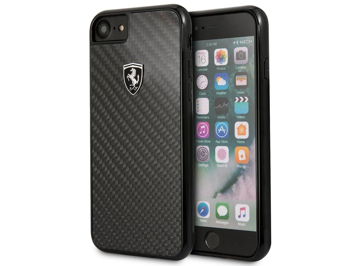 Ferrari Carbon Fiber Case - iPhone SE / 8 / 7 / 6(s) hoesje