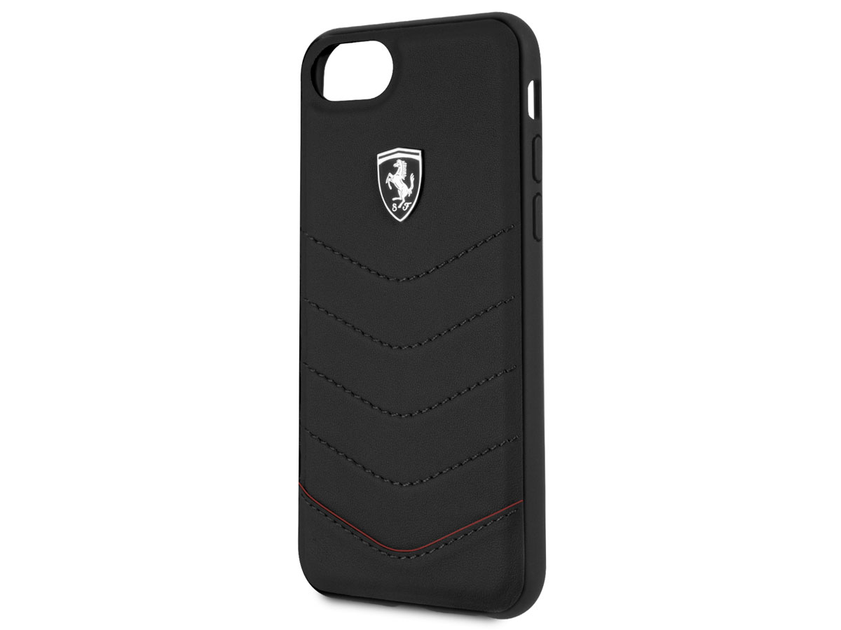 Ferrari Heritage TPU Leather Case Zwart - iPhone SE / 8 / 7 / 6(s) hoesje