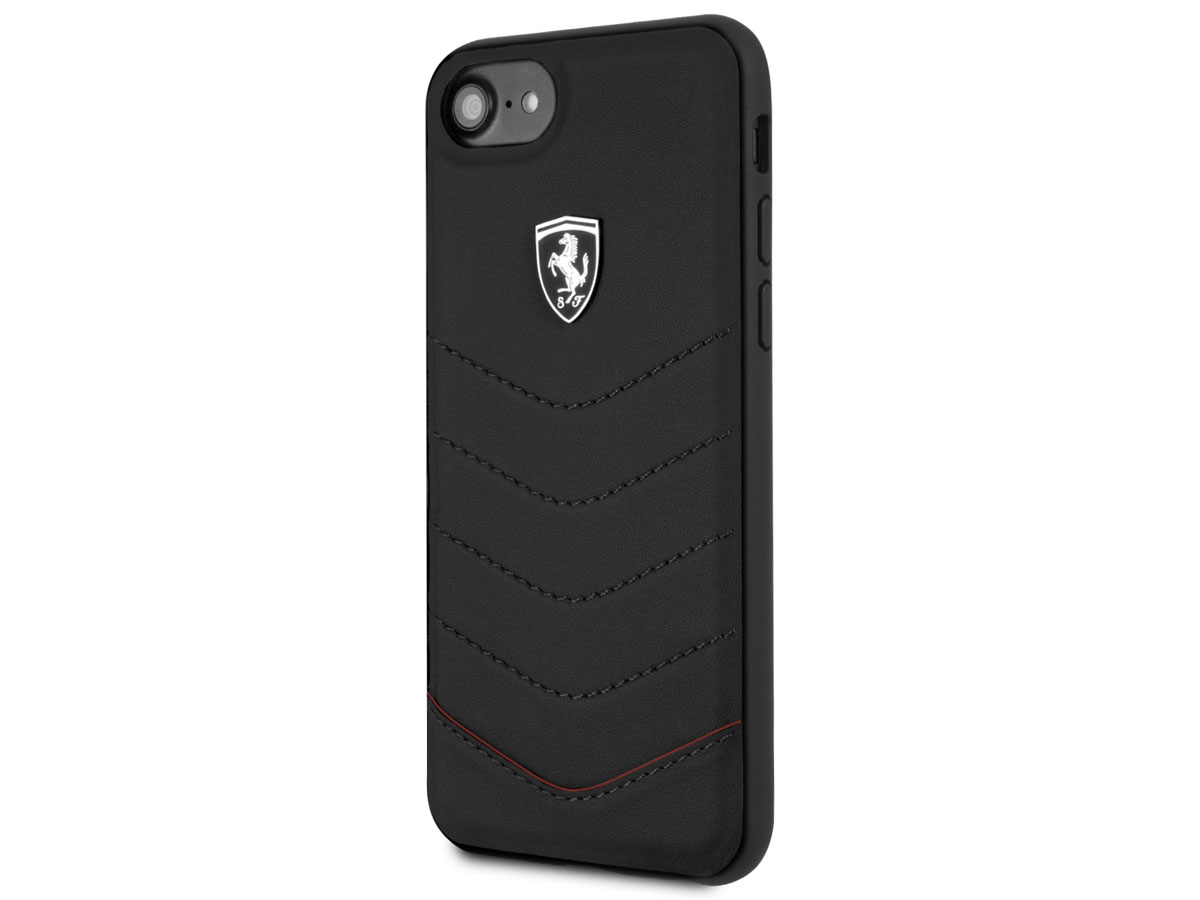 Ferrari Heritage TPU Leather Case Zwart - iPhone SE / 8 / 7 / 6(s) hoesje