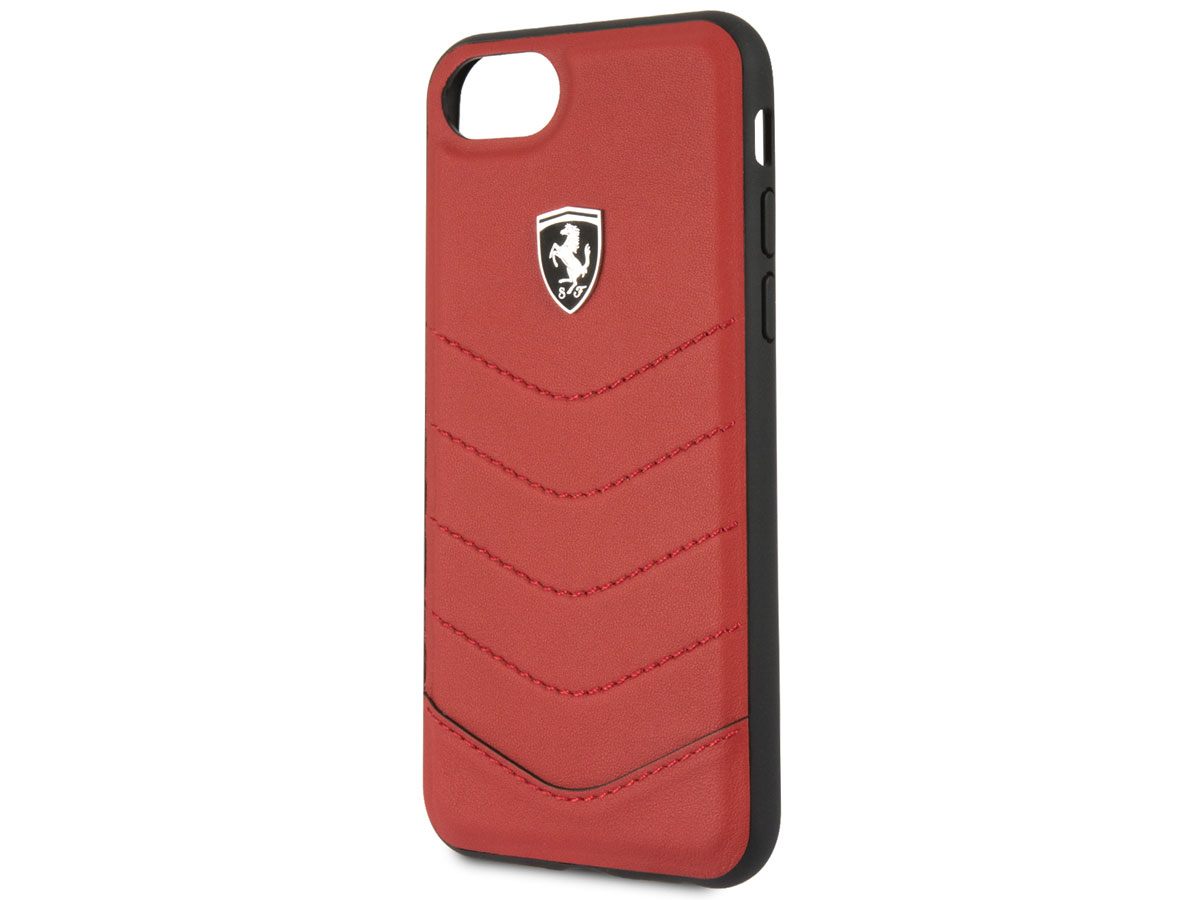 Ferrari Heritage TPU Leather Case Rood - iPhone SE / 8 / 7 / 6(s) hoesje