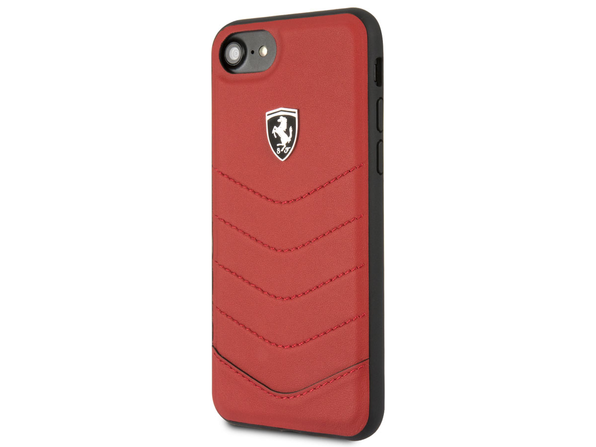 Ferrari Heritage TPU Leather Case Rood - iPhone SE / 8 / 7 / 6(s) hoesje