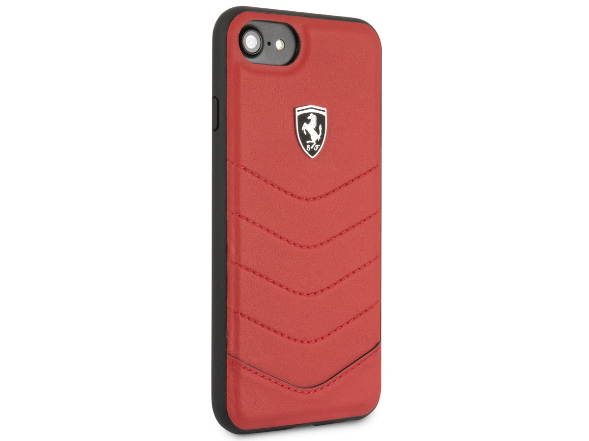 Ferrari Heritage TPU Leather Case Rood - iPhone SE / 8 / 7 / 6(s) hoesje