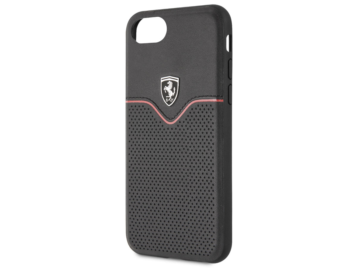 Ferrari Perforated Leather Case Zwart - iPhone SE / 8 / 7 / 6(s) hoesje