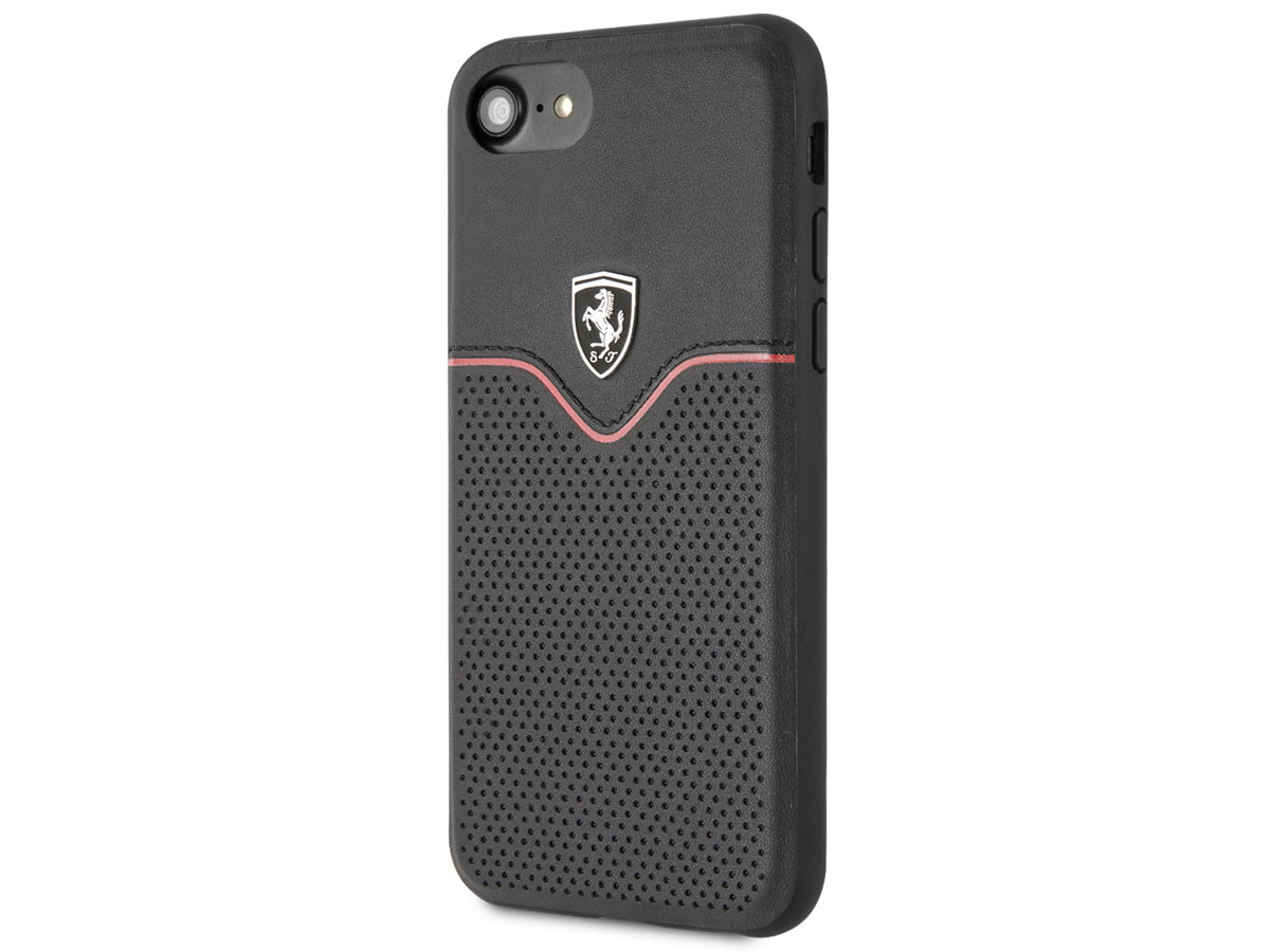 Ferrari Perforated Leather Case Zwart - iPhone SE / 8 / 7 / 6(s) hoesje