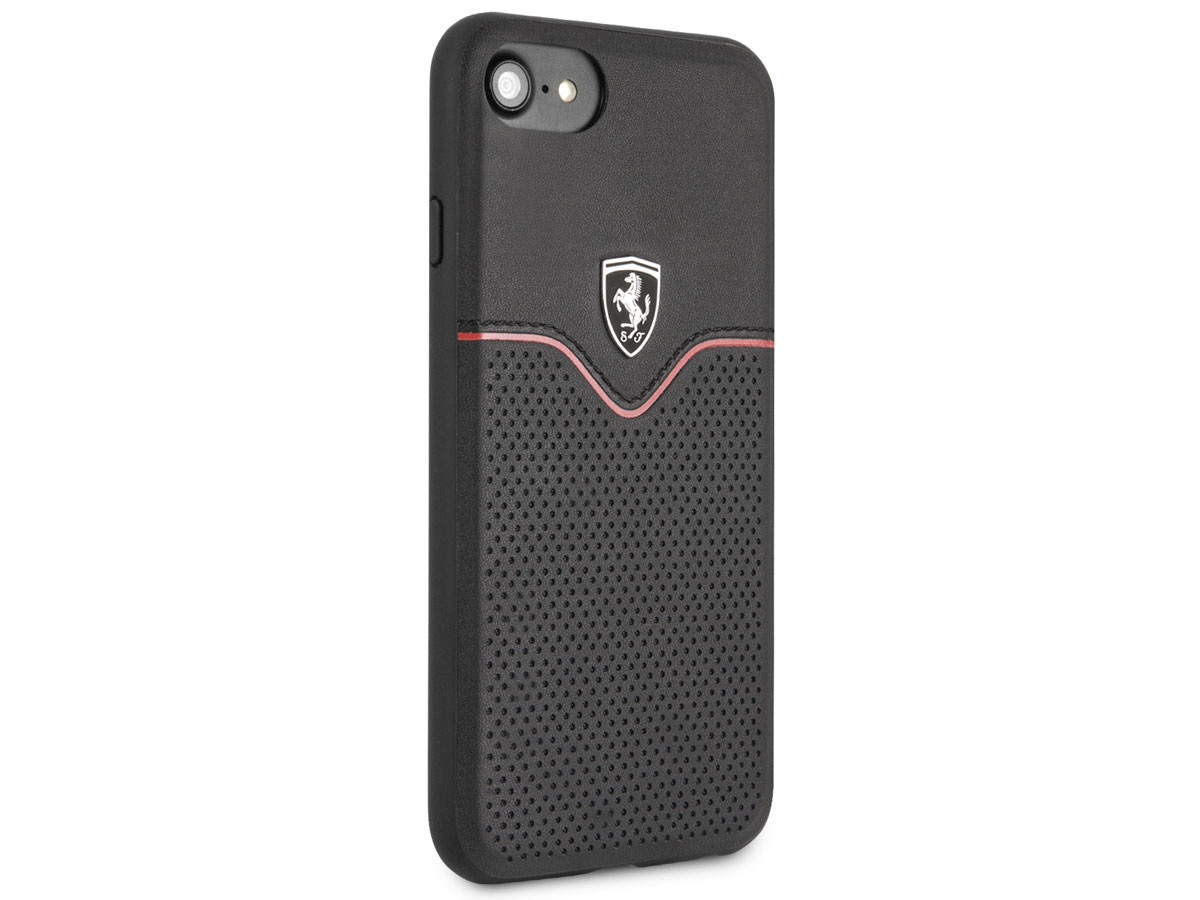 Ferrari Perforated Leather Case Zwart - iPhone SE / 8 / 7 / 6(s) hoesje