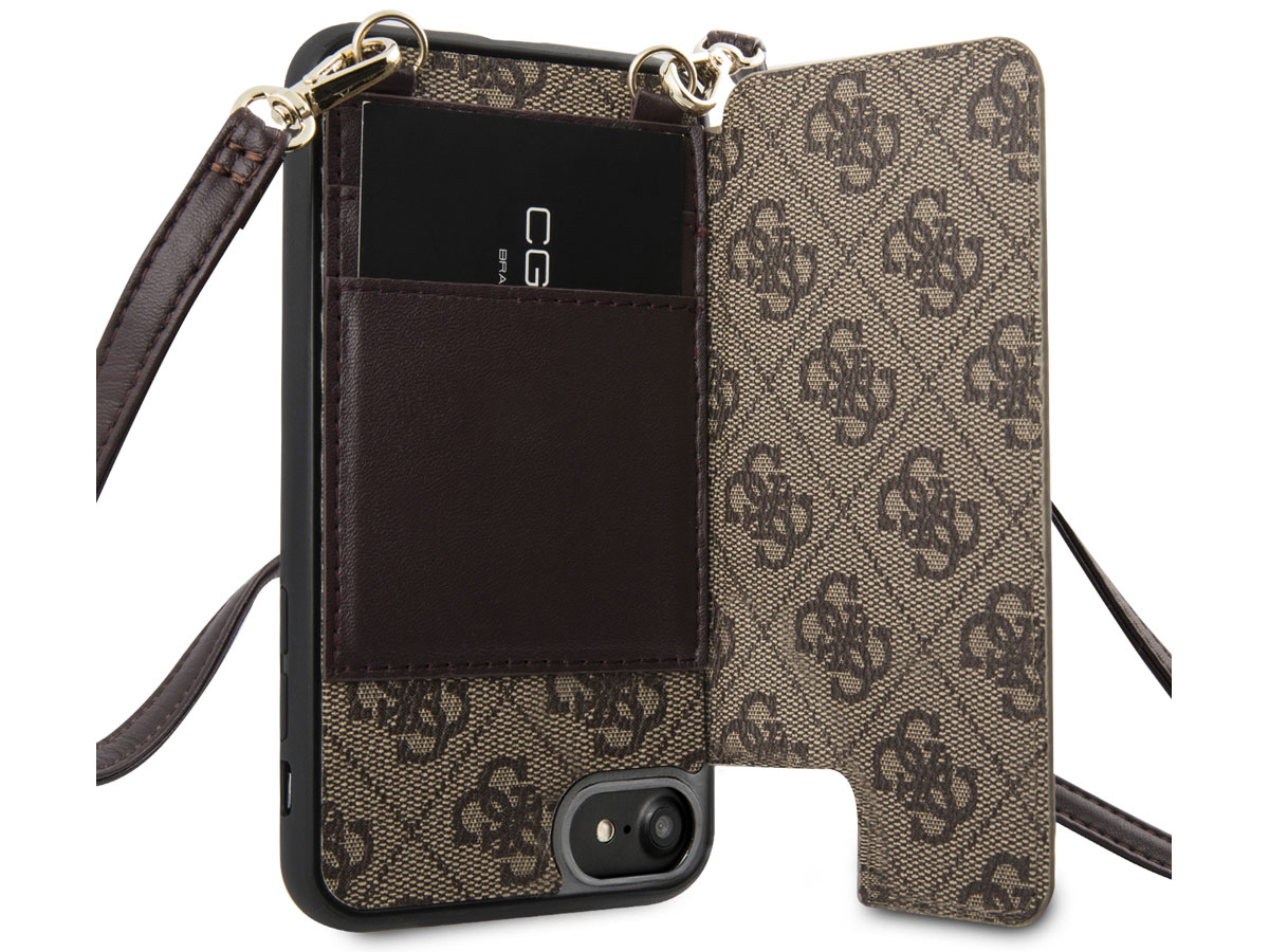 Guess 4G Crossbody Case Bruin - iPhone SE / 8 / 7 / 6(s) hoesje