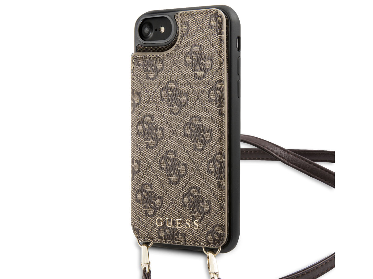 Guess 4G Crossbody Case Bruin - iPhone SE / 8 / 7 / 6(s) hoesje