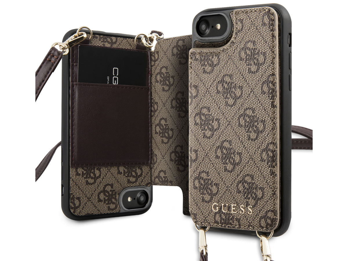 Guess 4G Crossbody Case Bruin - iPhone SE / 8 / 7 / 6(s) hoesje