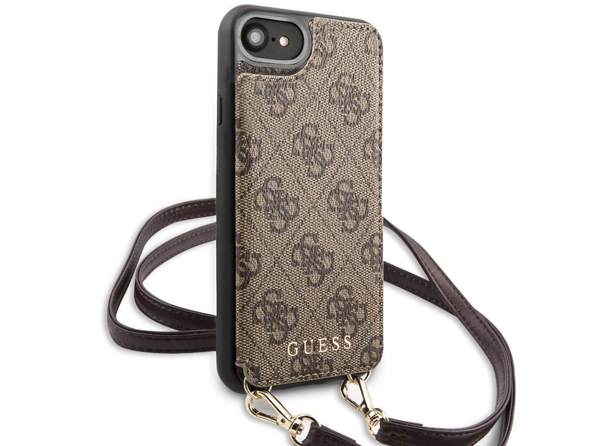 Guess 4G Crossbody Case Bruin - iPhone SE / 8 / 7 / 6(s) hoesje