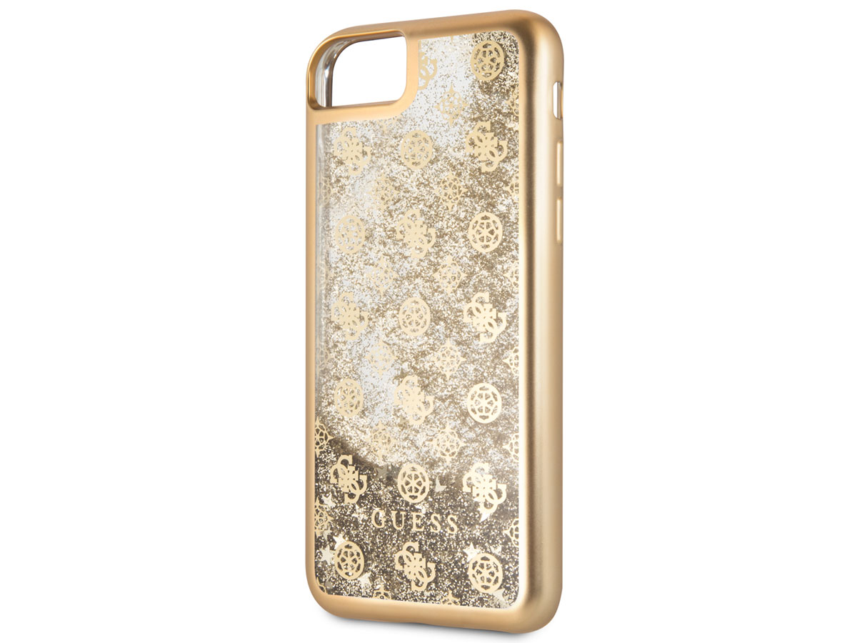 Guess Monogram Liquid Glitter Case Goud - iPhone SE / 8 / 7 / 6(s) hoesje