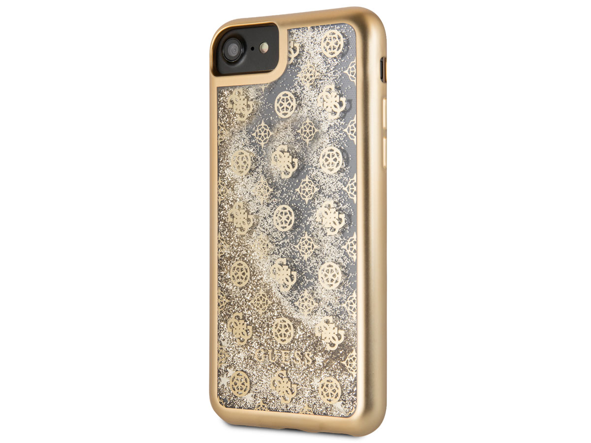 Guess Monogram Liquid Glitter Case Goud - iPhone SE / 8 / 7 / 6(s) hoesje