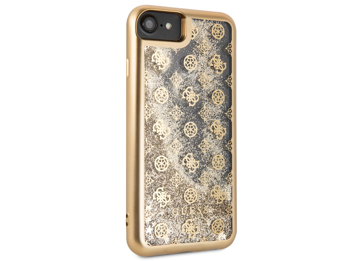 Guess Monogram Liquid Glitter Case Goud - iPhone SE / 8 / 7 / 6(s) hoesje
