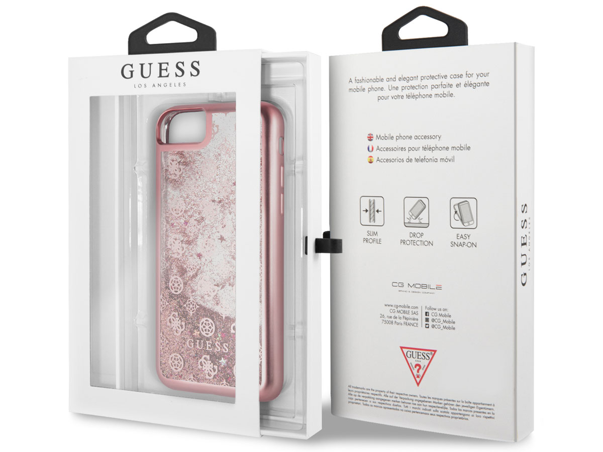 Guess Monogram Liquid Glitter Case Rosé - iPhone SE / 8 / 7 / 6(s) hoesje