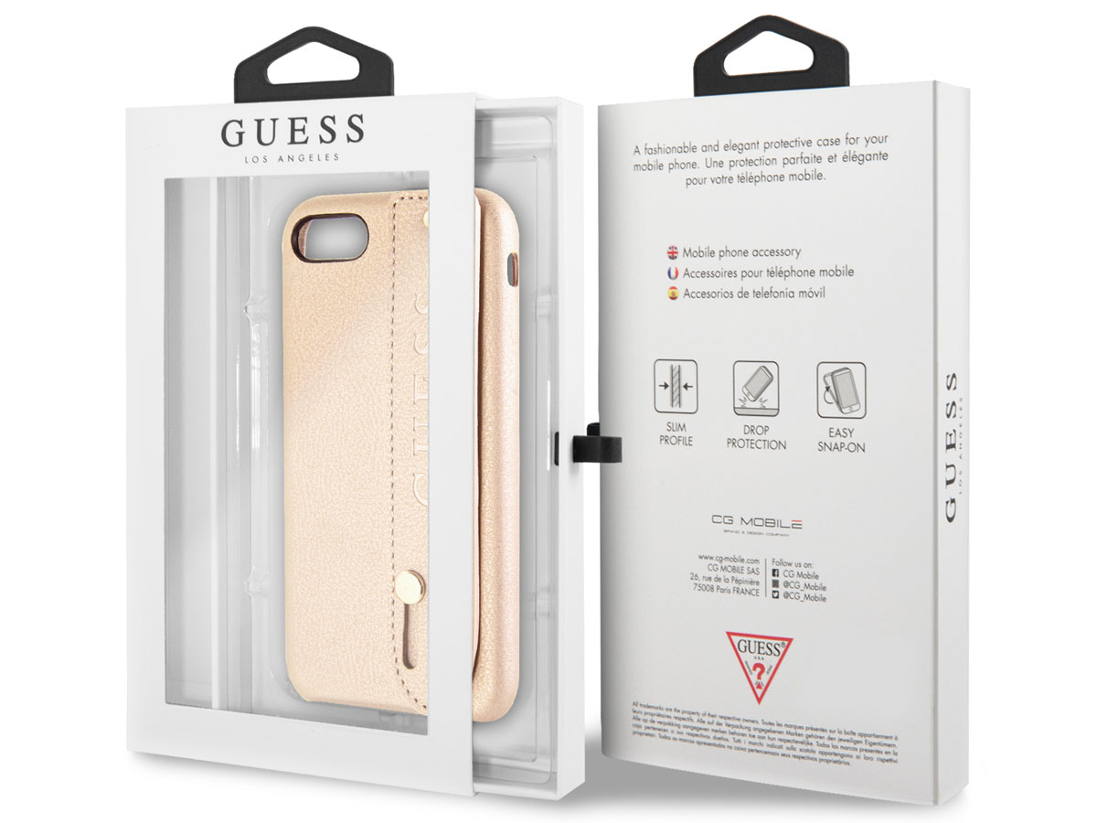 Guess Iridescent Strap Case Goud - iPhone SE / 8 / 7 / 6(s) hoesje