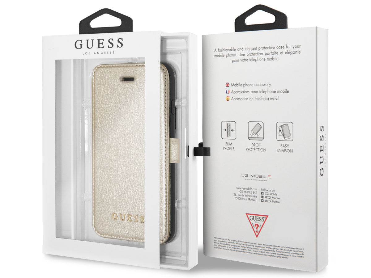 Guess Iridescent Bookcase Goud - iPhone SE / 8 / 7 / 6(s) hoesje