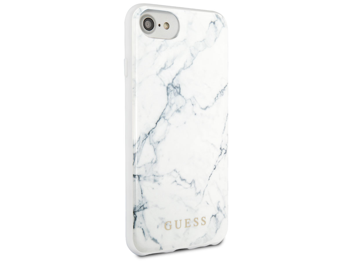 Guess Marble Look Case Wit - iPhone SE / 8 / 7 / 6(s) hoesje
