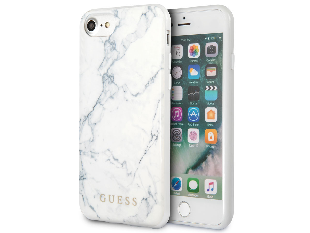 Mens ongeduldig eeuwig Guess Marble Look Case Wit | iPhone 8/7/6 hoesje