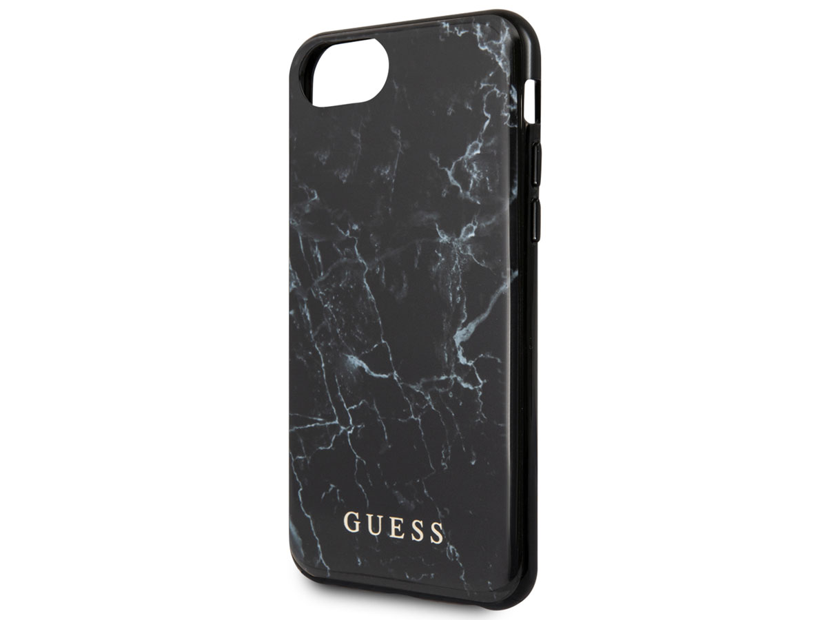 Guess Marble Look Case Zwart - iPhone SE / 8 / 7 / 6(s) hoesje