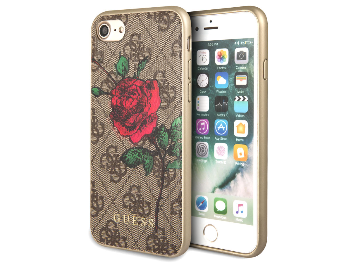 Guess Monogram Rose Case Bruin - iPhone SE / 8 / 7 / 6(s) hoesje
