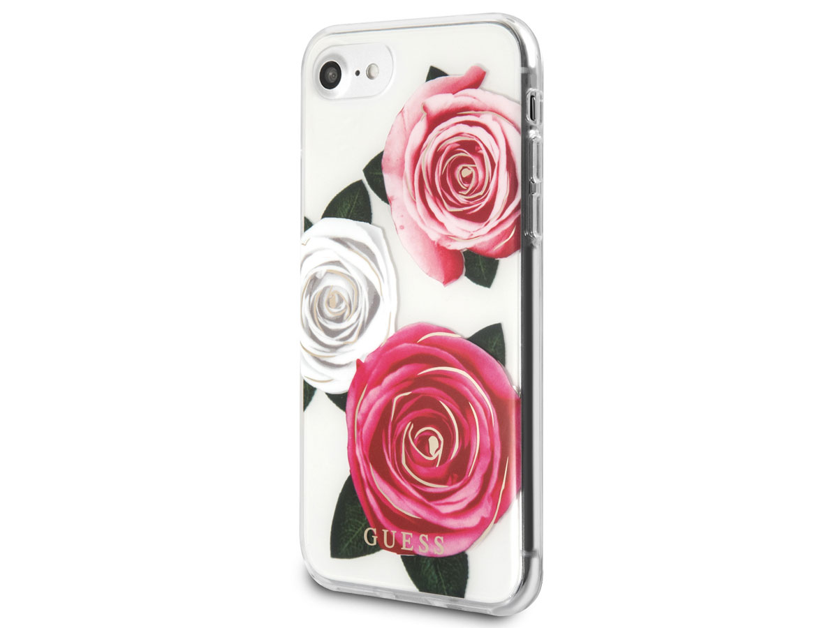 Guess Pink Roses TPU Skin - iPhone SE / 8 / 7 hoesje