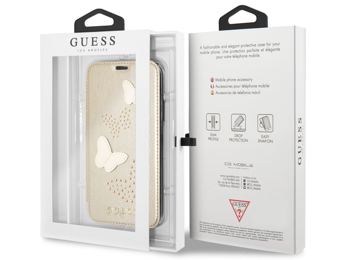 Guess Butterfly Studs Book Goud - iPhone SE / 8 / 7 / 6(s) hoesje