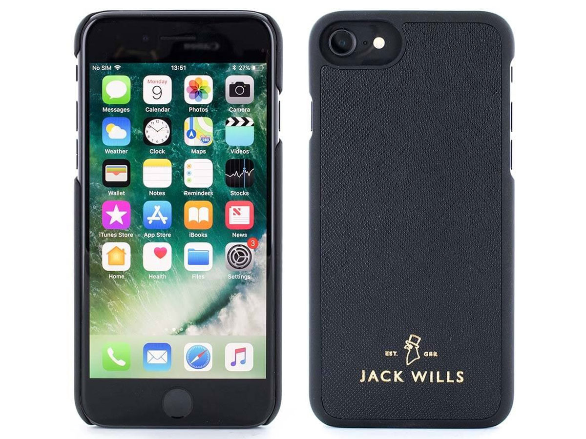 Jack Wills Saffiano Case Zwart - iPhone SE / 8 / 7 / 6(s) hoesje