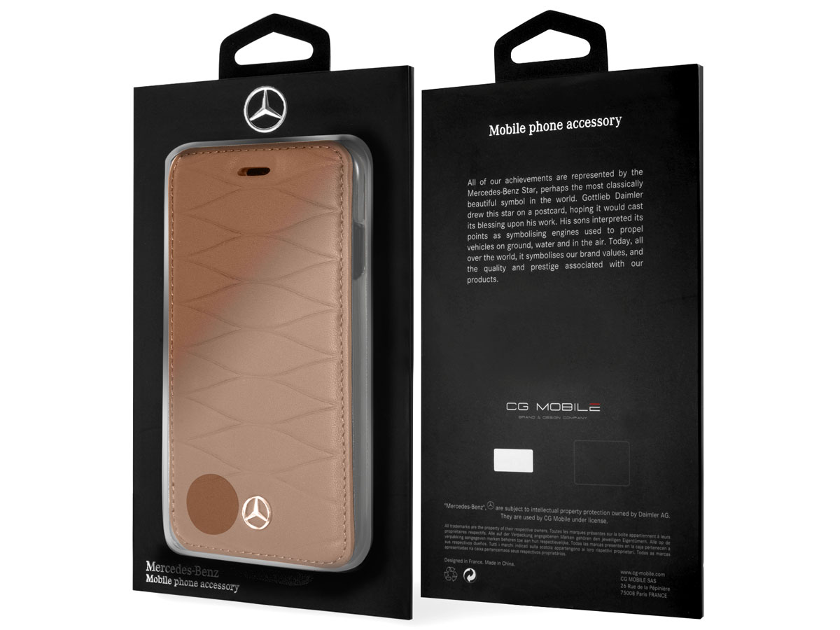 Mercedes Bookcase III Bruin Leer - iPhone SE / 8 / 7 / 6(s) hoesje