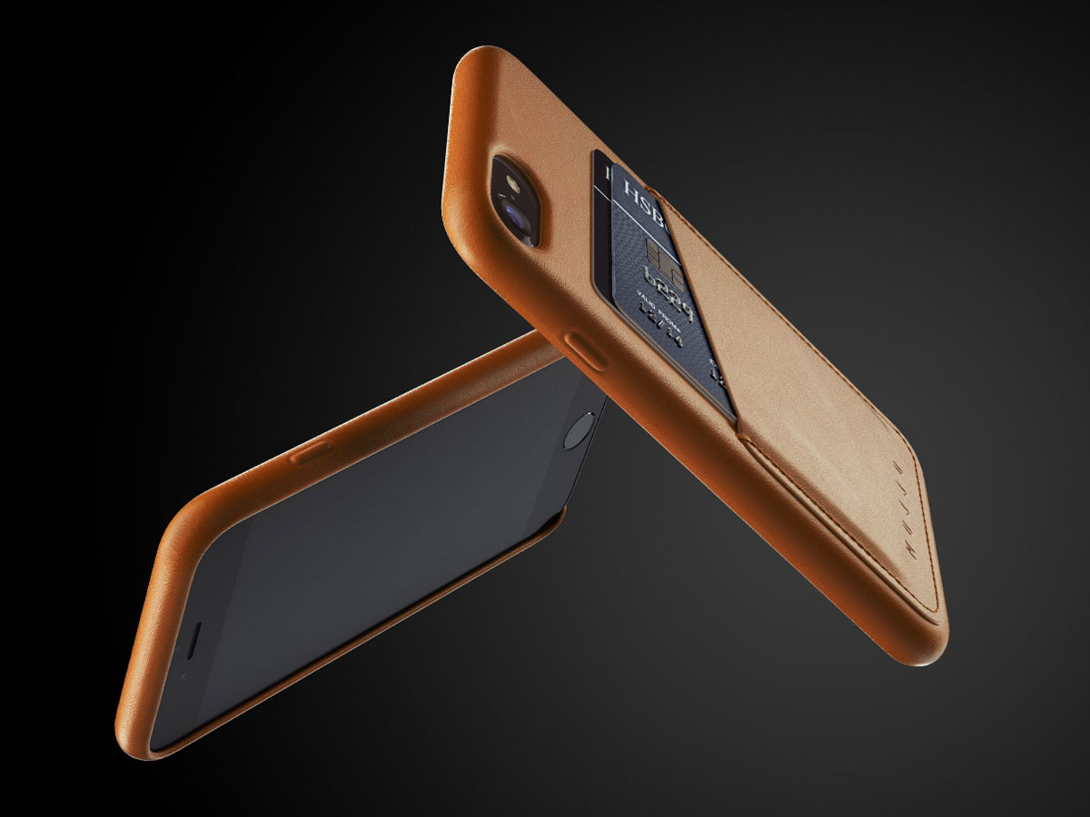 Mujjo Full Leather Wallet Tan - iPhone SE / 8 / 7 hoesje