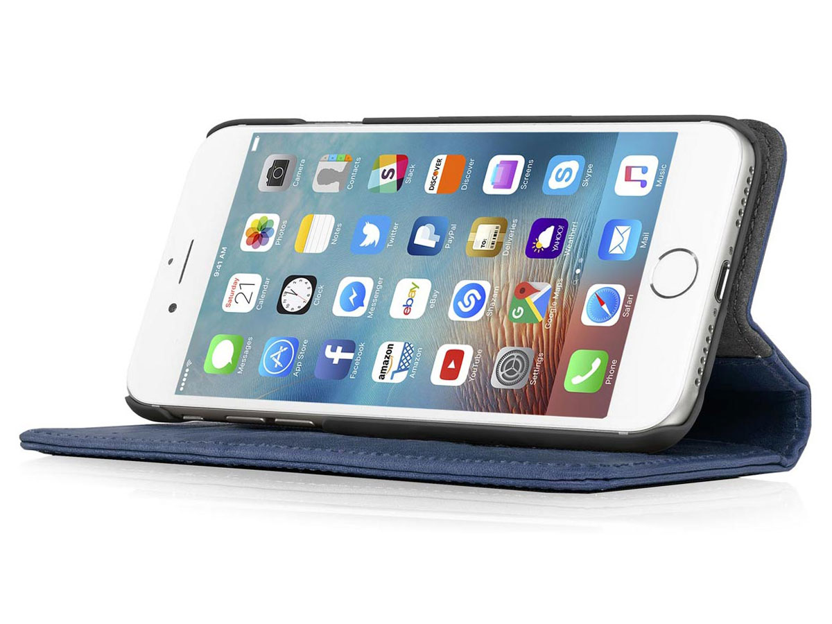 Pipetto Leather Magnetic Wallet Navy iPhone SE / 8 / 7 hoesje