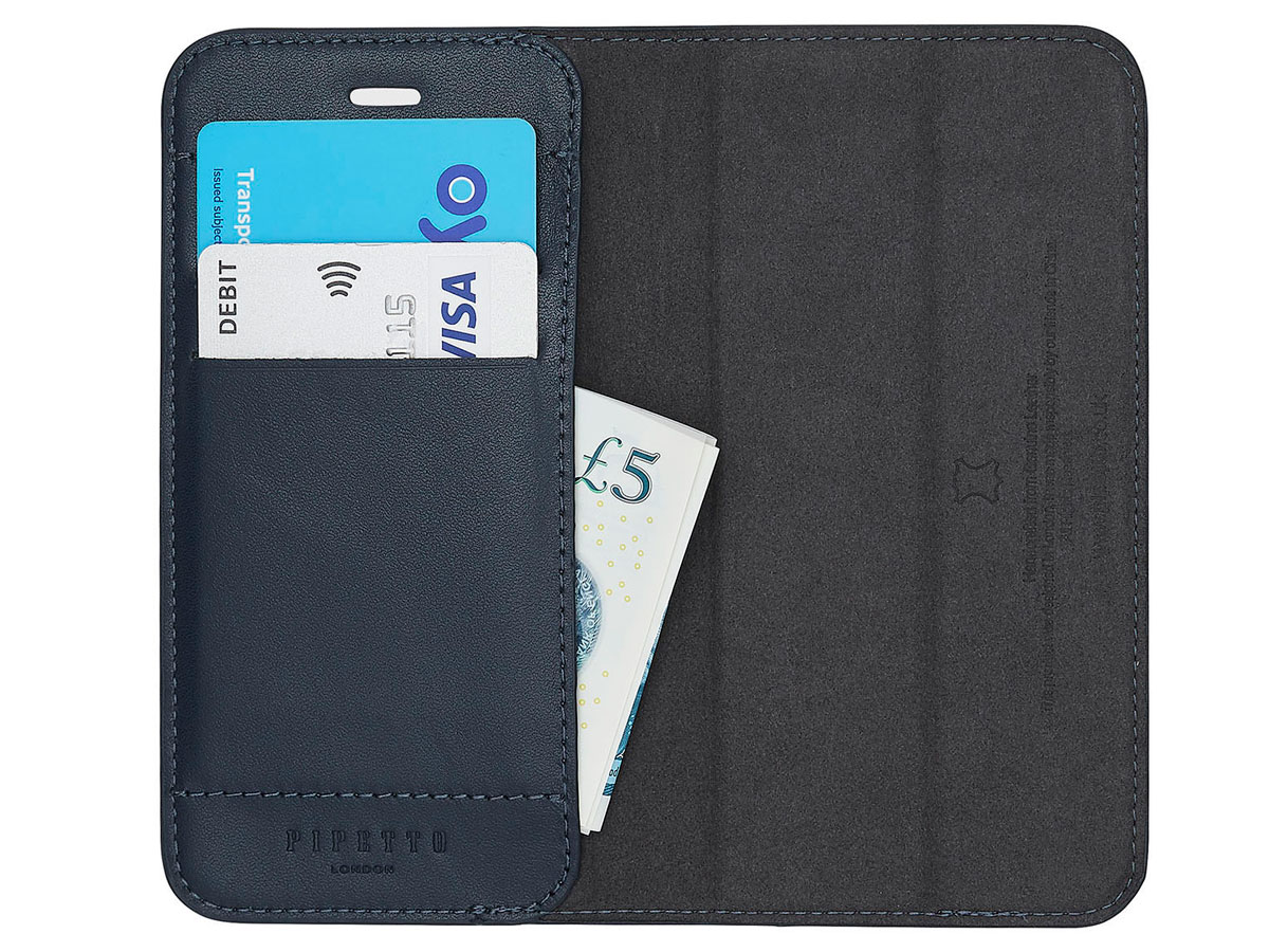 Pipetto Leather Magnetic Wallet Navy iPhone SE / 8 / 7 hoesje