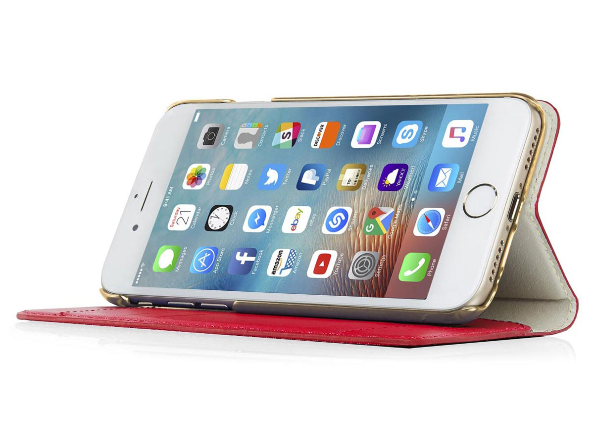 Pipetto Leather Magnetic Wallet Rood iPhone SE / 8 / 7 hoesje