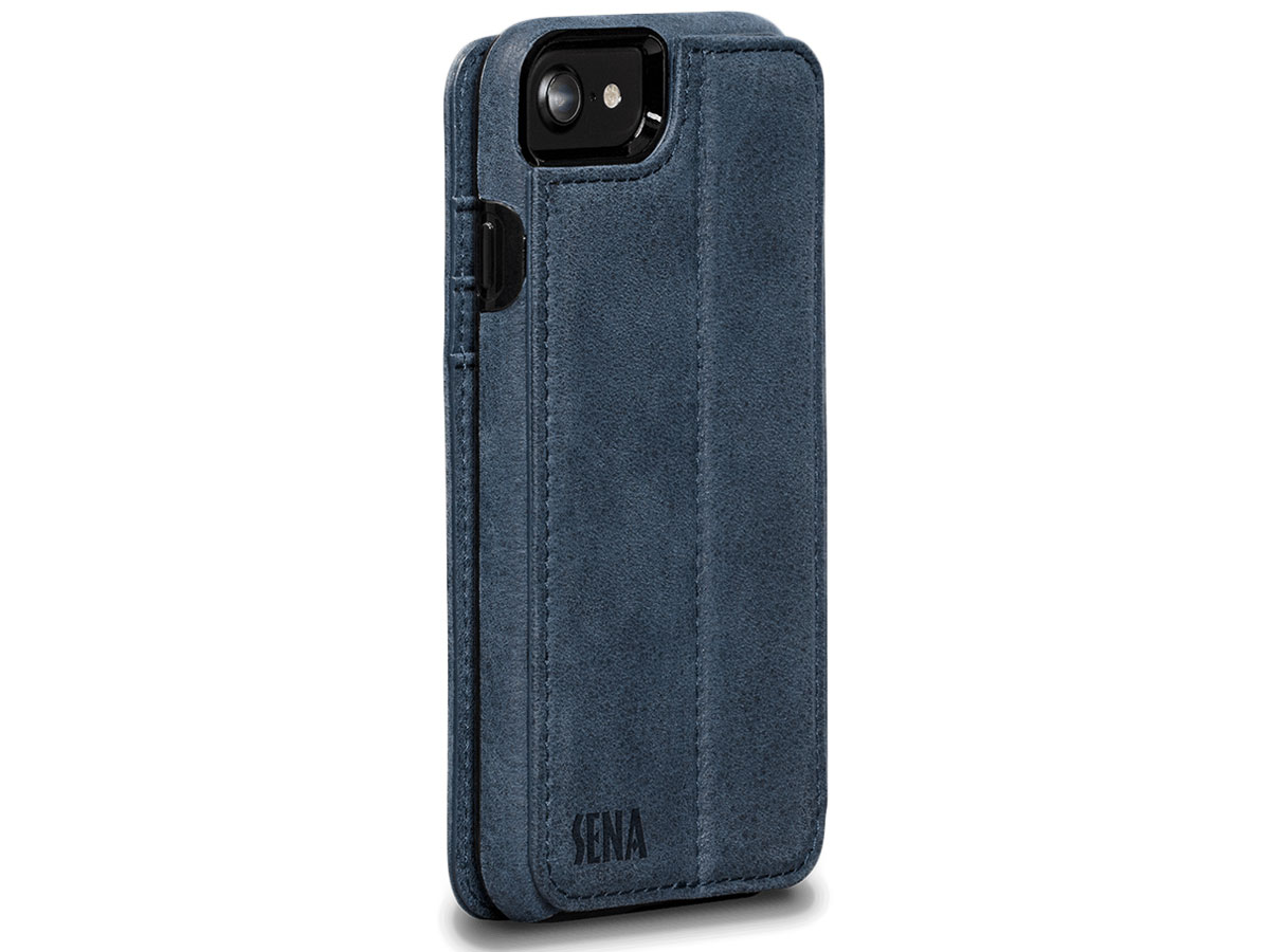 Sena Bence WalletBook Blauw Leer - iPhone SE / 8 / 7 hoesje
