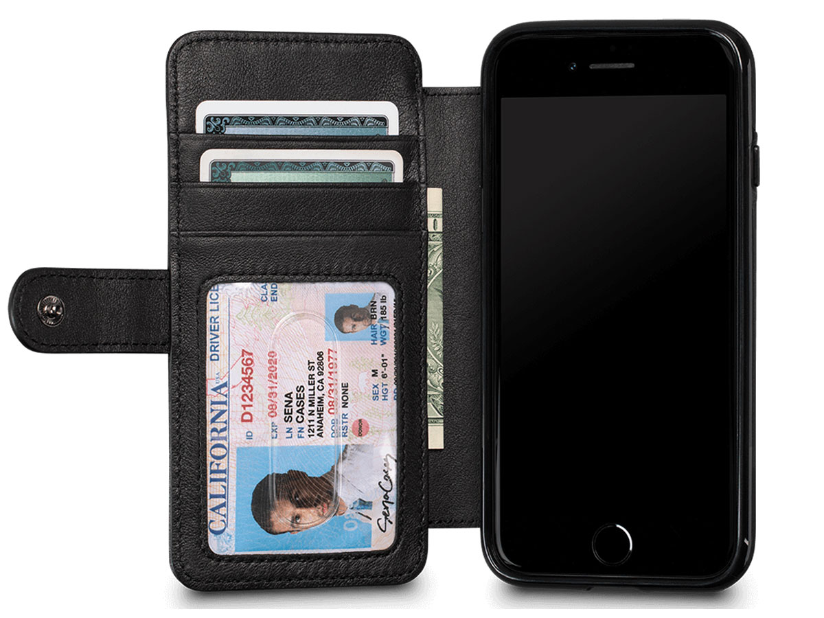 Sena Classic WalletBook Zwart - Leren iPhone SE / 8 / 7 hoesje