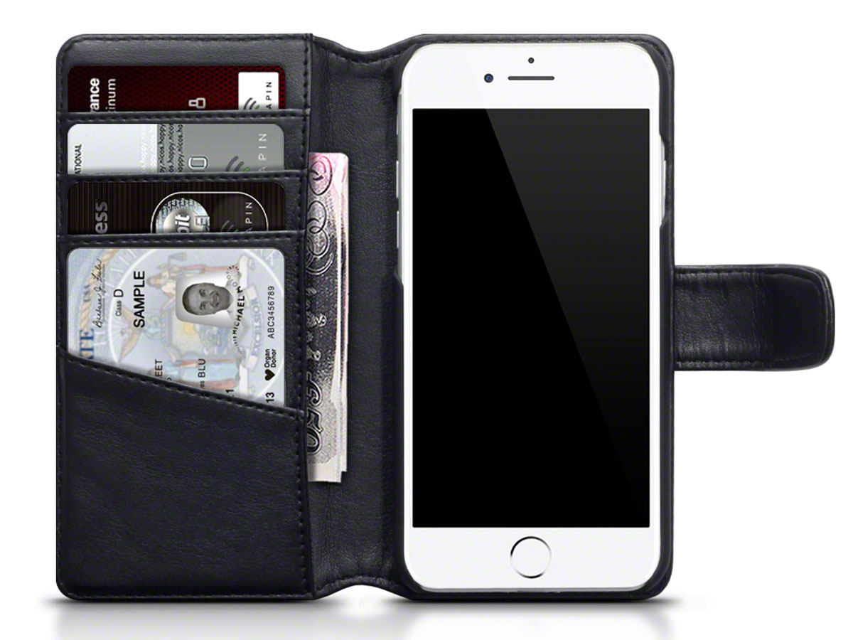 CaseBoutique Bookcase Zwart Leer - iPhone SE / 8 / 7 hoesje