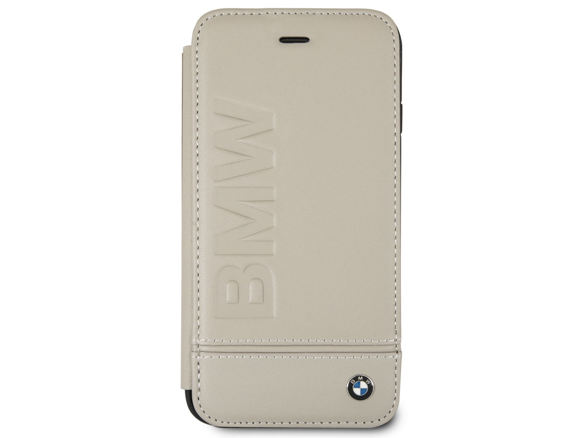 BMW Logo Bookcase Beige - Leren iPhone 8+/7+/6+ hoesje