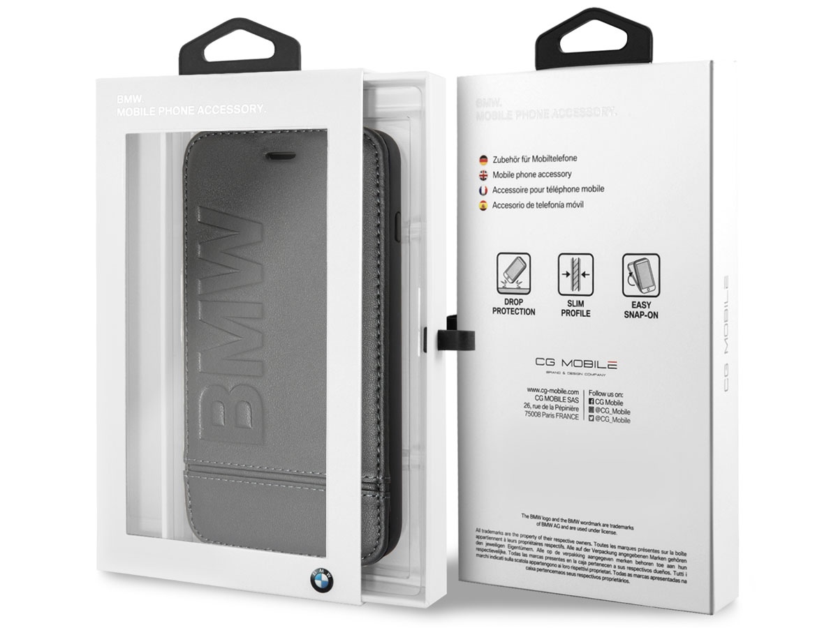 BMW Logo Bookcase Zwart - Leren iPhone 8+/7+/6+ hoesje