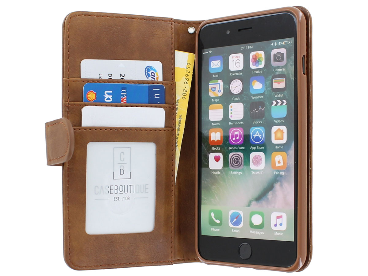 Zip Wallet Case Bruin - iPhone 8+/7+/6+ hoesje