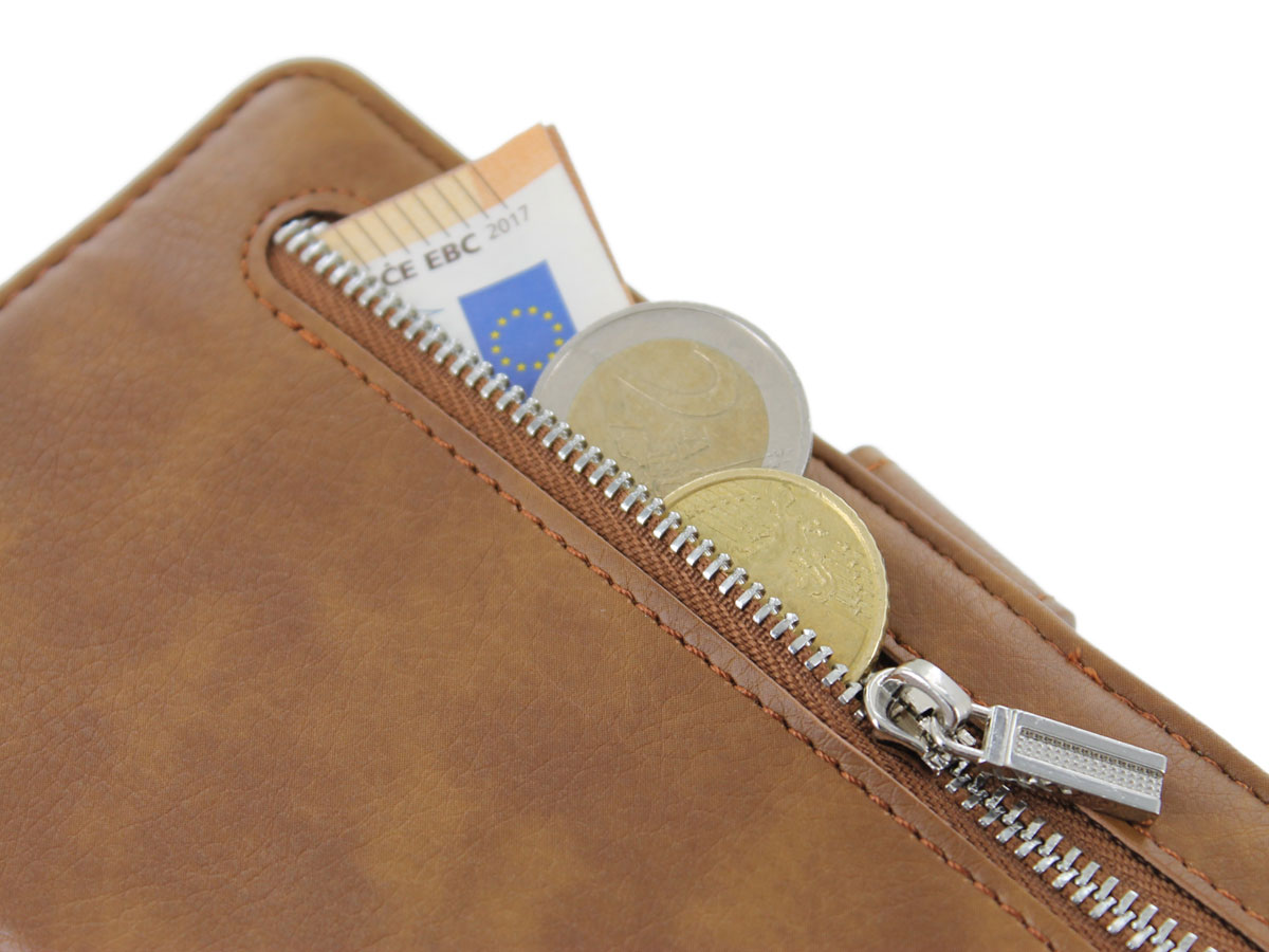 Zip Wallet Case Bruin - iPhone 8+/7+/6+ hoesje