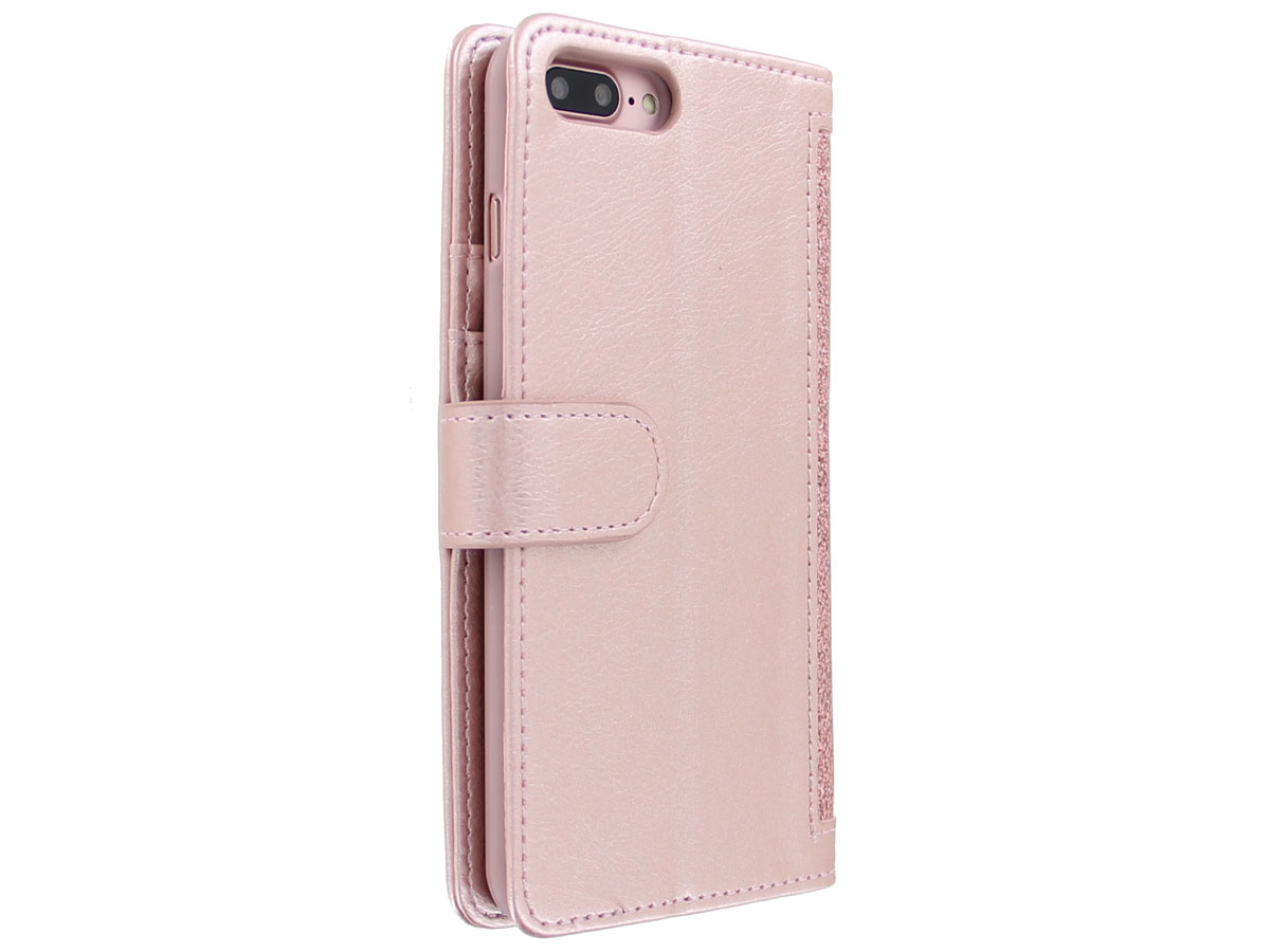 Glitsie Zip Case met Rits Rosé - iPhone 8+/7+ hoesje