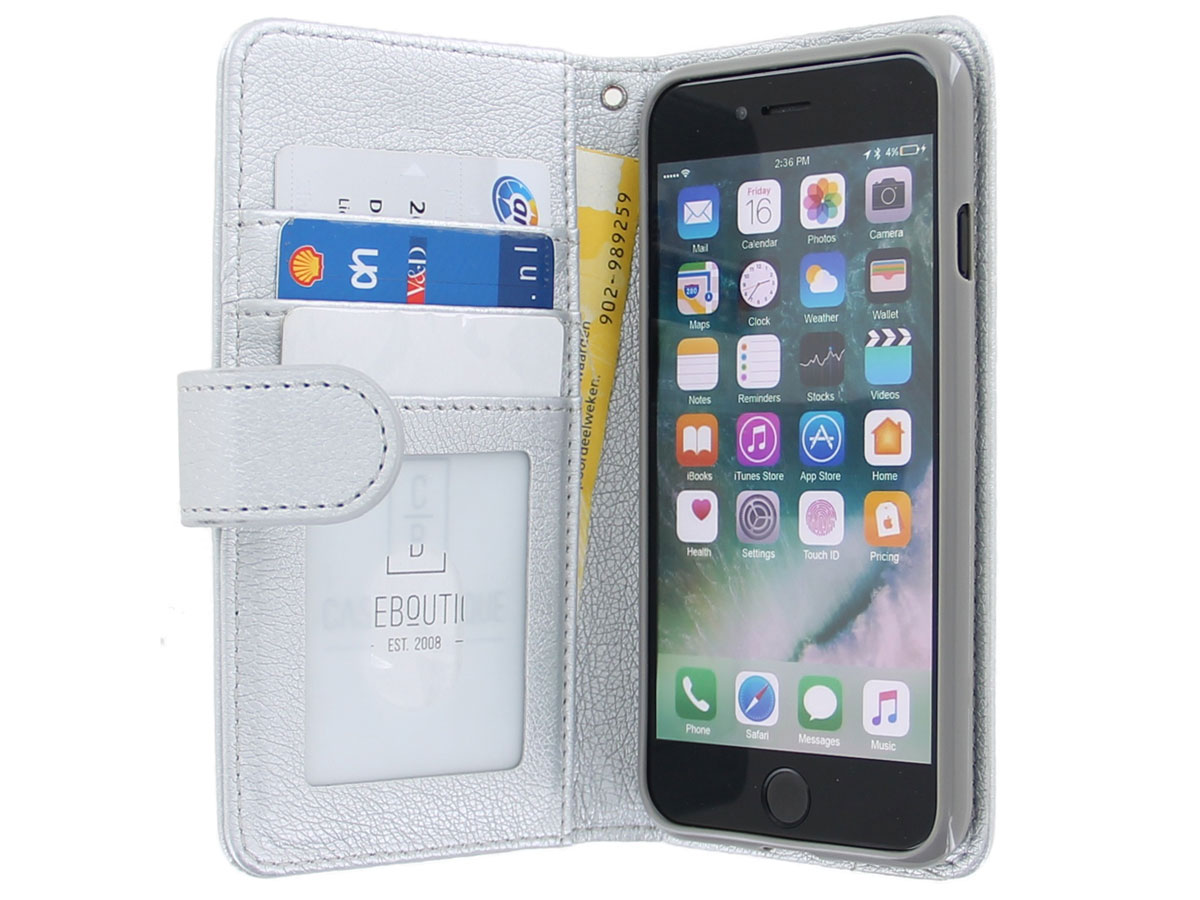 Glitsie Zip Case met Rits Zilver - iPhone 8+/7+ hoesje