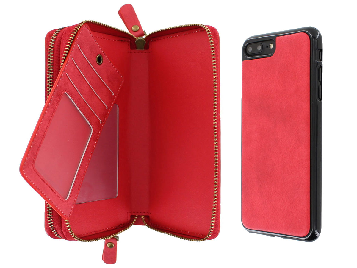 Leer prijs Loodgieter Smartphone Wallet met Magnet iPhone 8+/7+ hoesje Rood