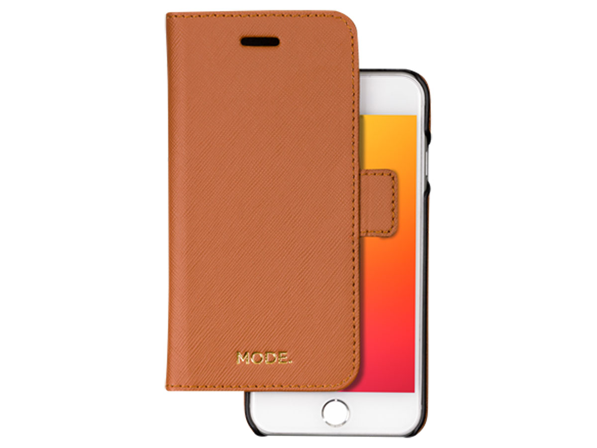 MODE. New York Folio Cognac - iPhone 8+/7+/6+ Hoesje Leer