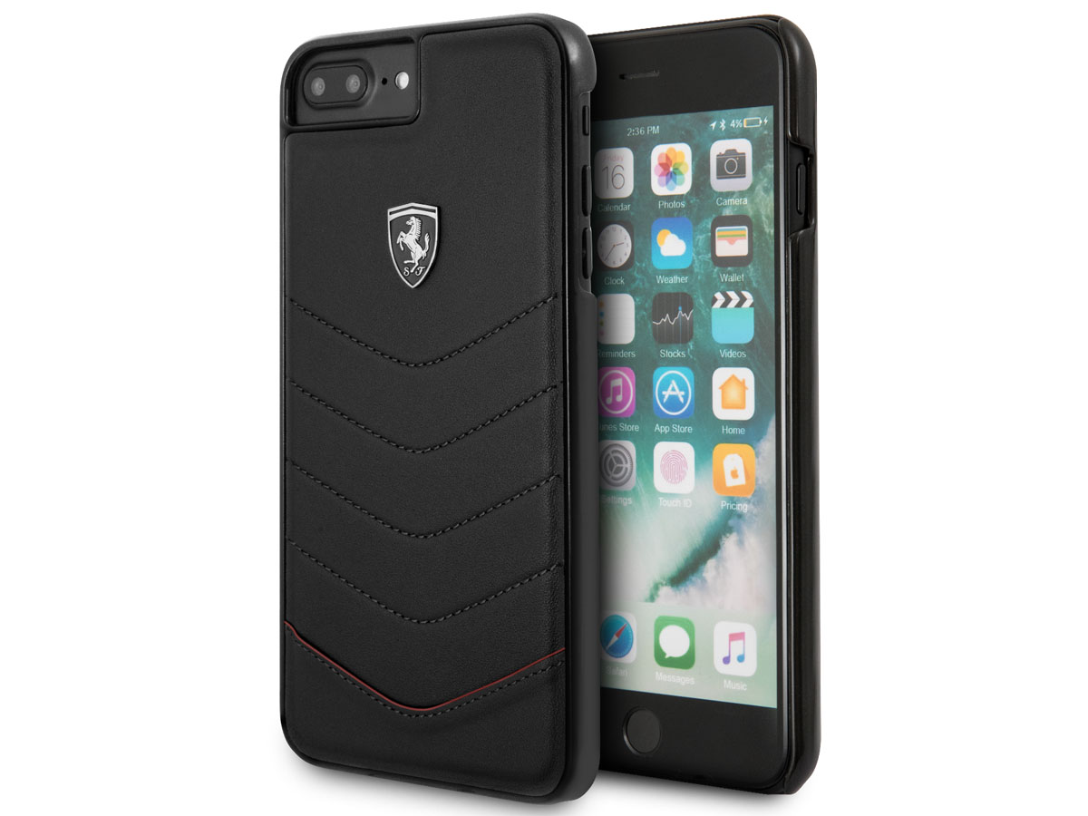 Ferrari Heritage Quilted Case - iPhone 8+/7+/6s+ hoesje Zwart