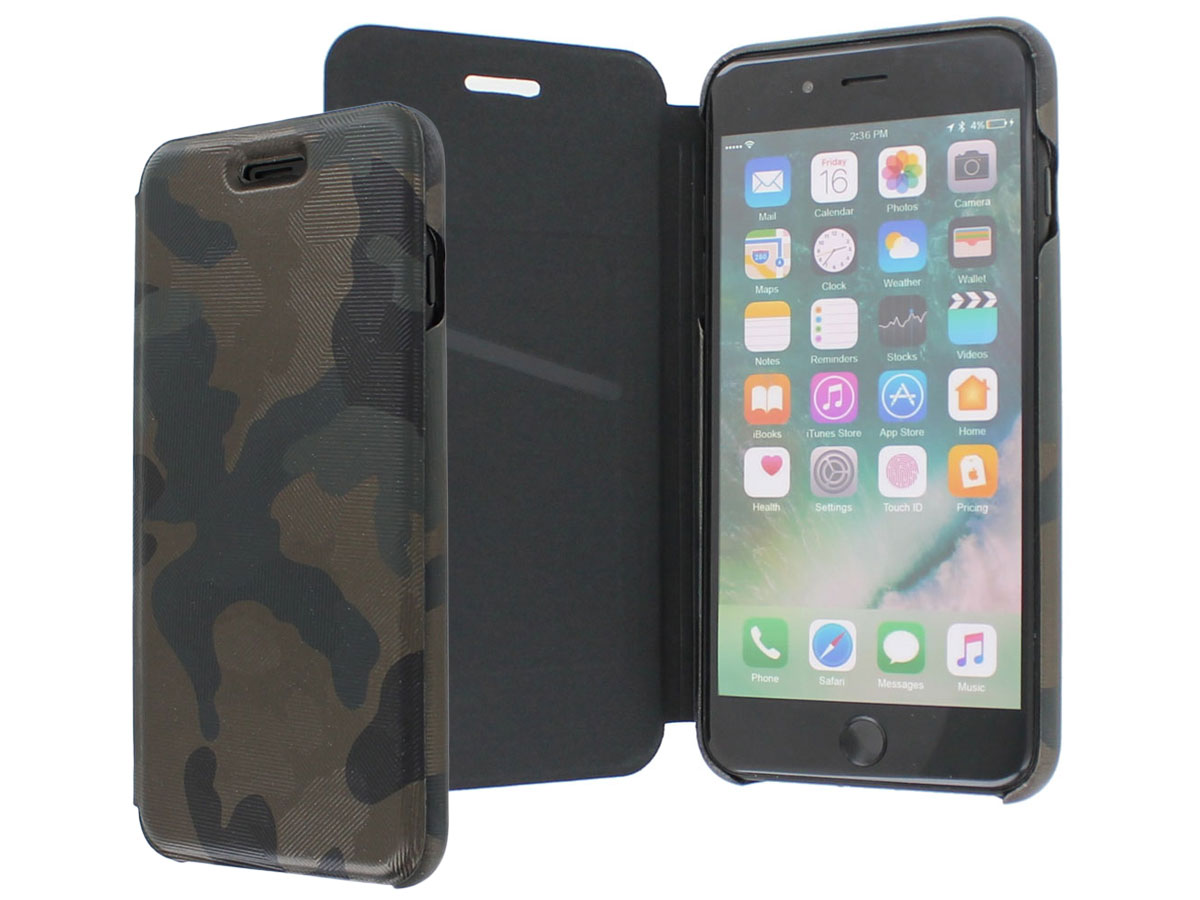 Graffi Oyster Folio Camouflage Leer - iPhone 8+/7+/6+ hoes
