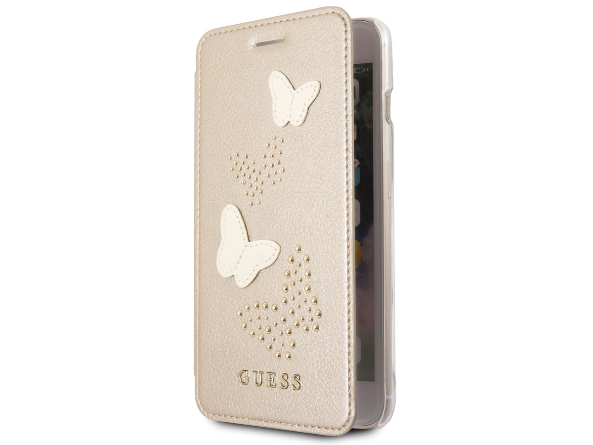 Guess Butterfly Studs Bookcase Goud - iPhone 8+/7+/6+ hoesje